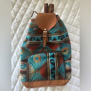 Hand made Tribal Pattern Backpack with Leather Accents